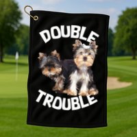 Yorkie Double Trouble Golf Towel