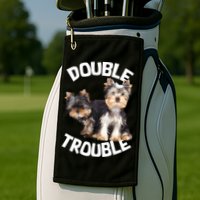 Yorkie Double Trouble Golf Towel
