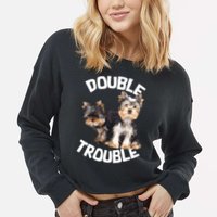 Yorkie Double Trouble Cropped Pullover Crew