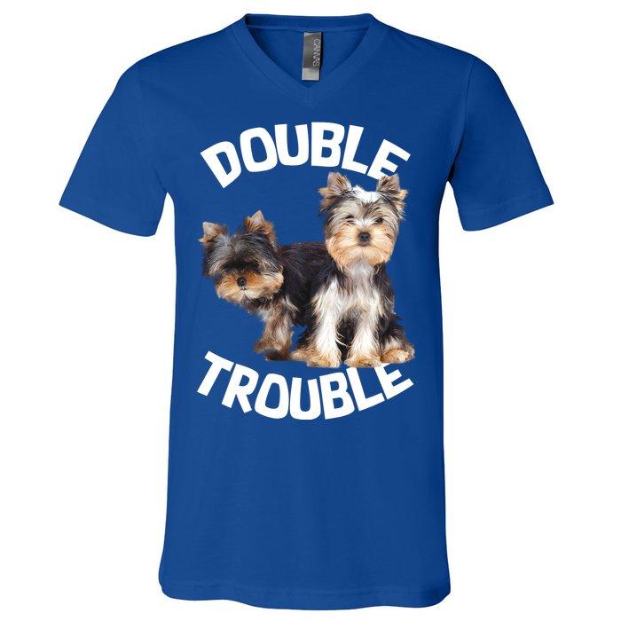 Yorkie Double Trouble V-Neck T-Shirt