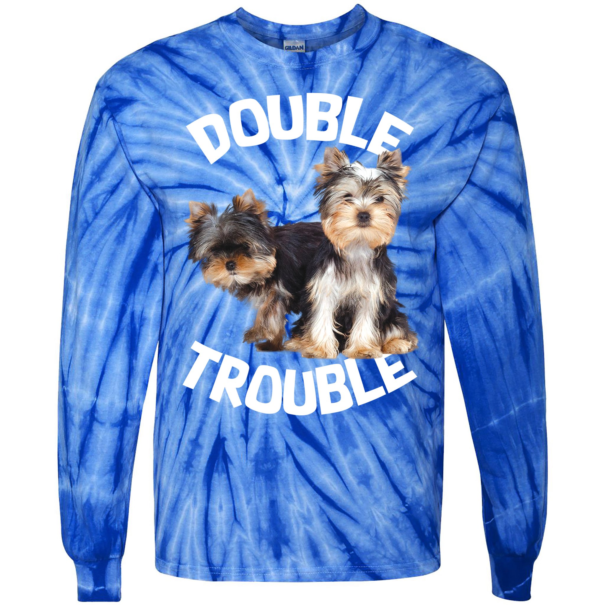 Yorkie Double Trouble Tie-Dye Long Sleeve Shirt