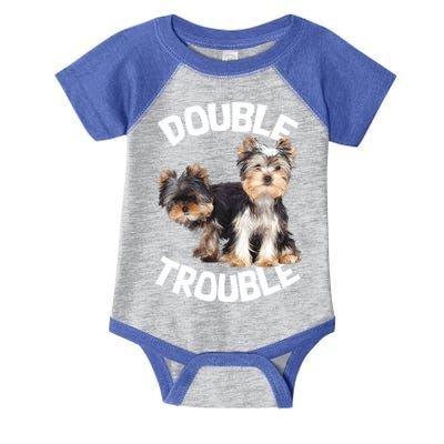 Yorkie Double Trouble Infant Baby Jersey Bodysuit