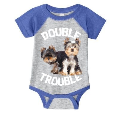 Yorkie Double Trouble Infant Baby Jersey Bodysuit