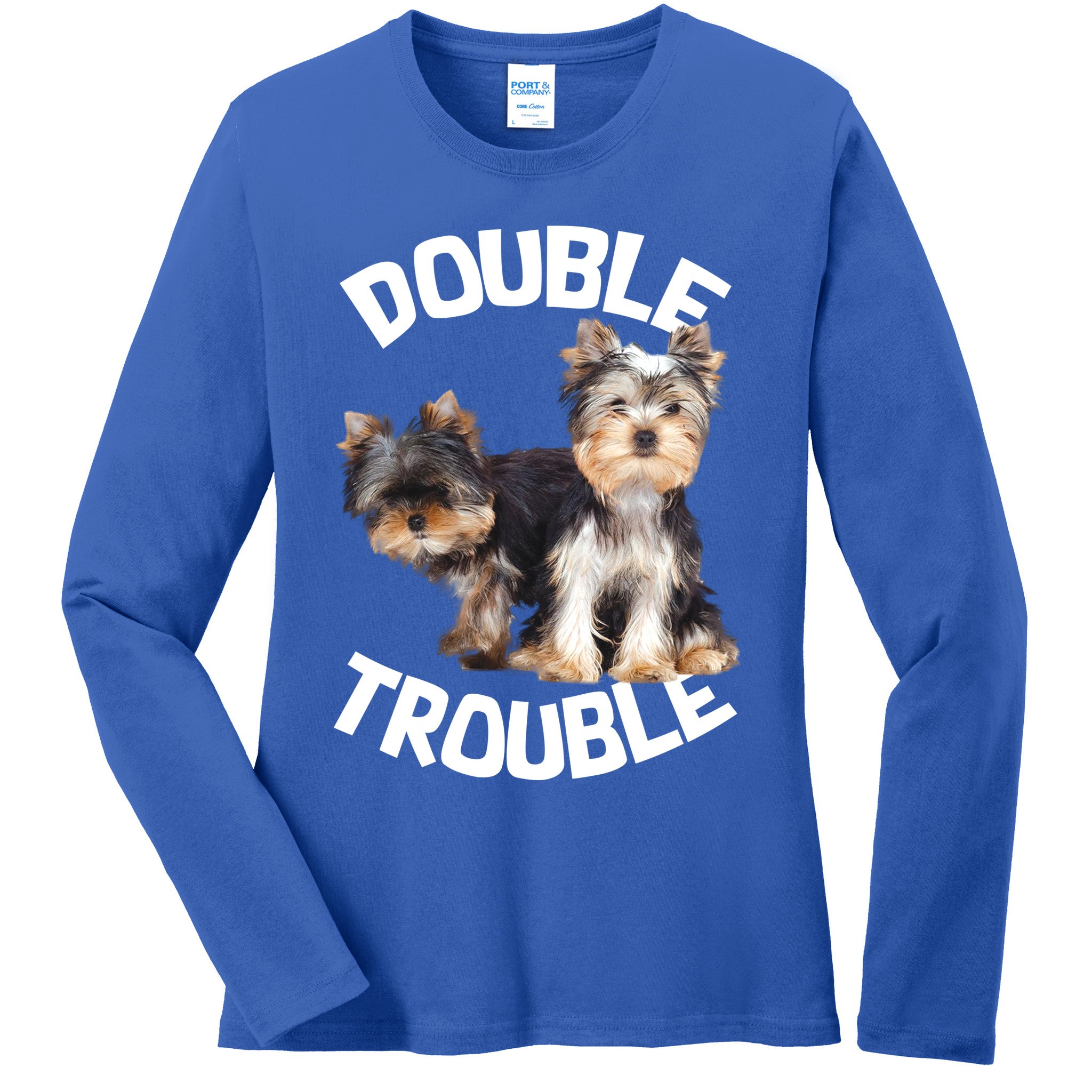 Yorkie Double Trouble Ladies Long Sleeve Shirt