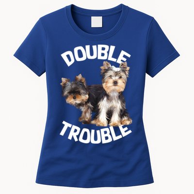 Yorkie Double Trouble Womens T-Shirt