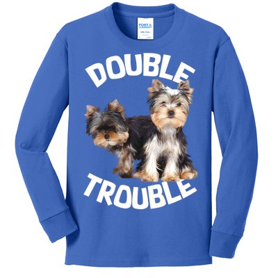 Yorkie Double Trouble Kids Long Sleeve Shirt