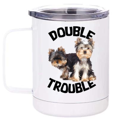 Yorkie Double Trouble 12 oz Stainless Steel Tumbler Cup