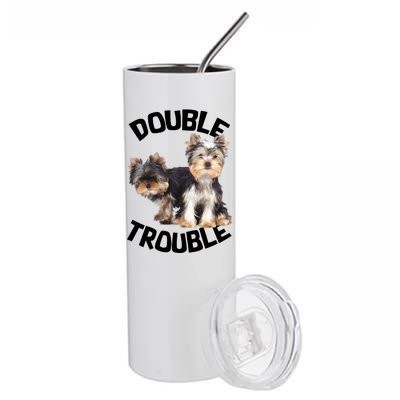 Yorkie Double Trouble Stainless Steel Tumbler