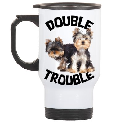 Yorkie Double Trouble Stainless Steel Travel Mug