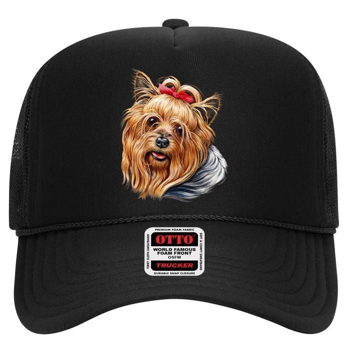 Yorkie Girl High Crown Mesh Back Trucker Hat