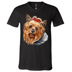 Yorkie Girl V-Neck T-Shirt