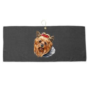 Yorkie Girl Large Microfiber Waffle Golf Towel