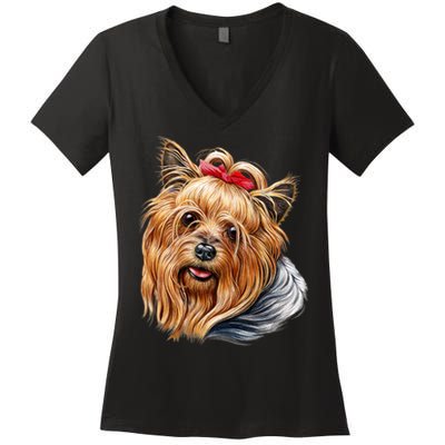 Yorkie Girl Women's V-Neck T-Shirt