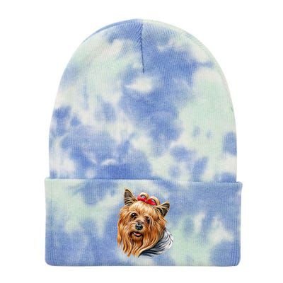 Yorkie Girl Tie Dye 12in Knit Beanie