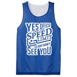 Yes Officer Speeding For Car Enthusiasts Mechanics Carguy Gift Mesh Reversible Basketball Jersey Tank