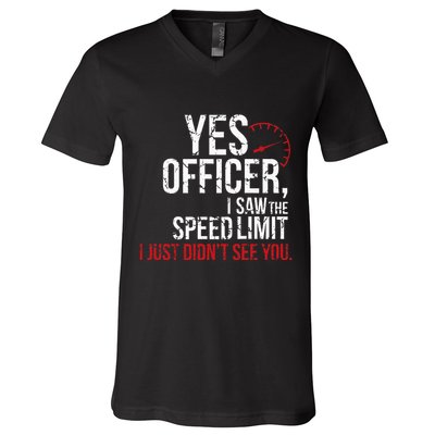 Yes Officer Speeding For Car Enthusiasts & Mechanics V-Neck T-Shirt