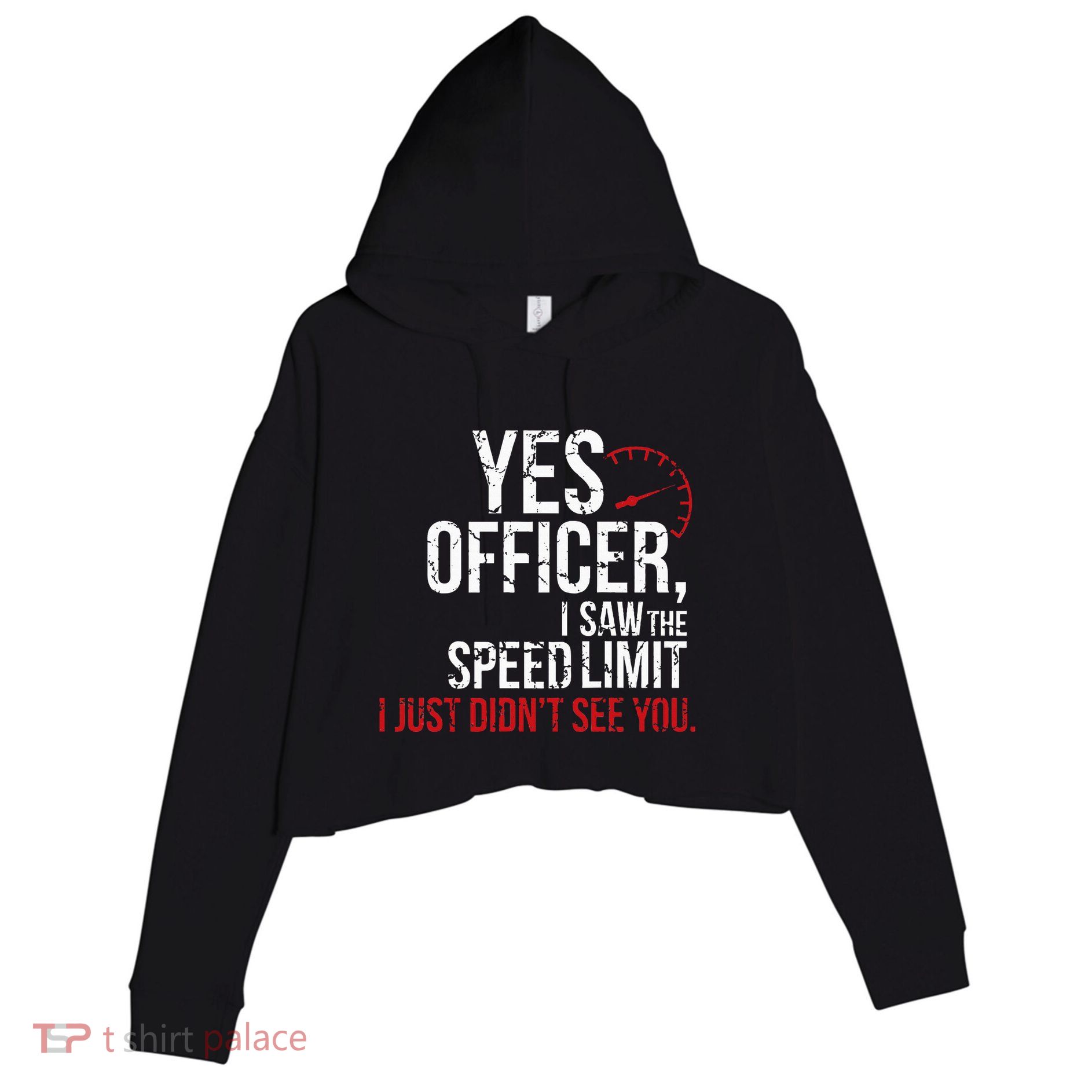 Yes Officer Speeding For Car Enthusiasts & Mechanics Crop Fleece Hoodie