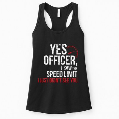 Yes Officer Speeding For Car Enthusiasts & Mechanics Womens Tank Top