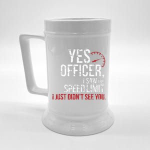 Yes Officer Speeding For Car Enthusiasts & Mechanics Beer Stein