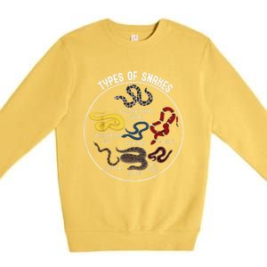 Ypes Of Snakes Educational Serpent 7 Different Snake Premium Crewneck Sweatshirt