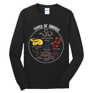 Ypes Of Snakes Educational Serpent 7 Different Snake Tall Long Sleeve T-Shirt