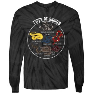 Ypes Of Snakes Educational Serpent 7 Different Snake Tie-Dye Long Sleeve Shirt