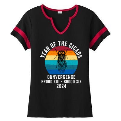 Year Of The Cicada Convergence Brood Xiii Brood Xix 2024 Ladies Halftime Notch Neck Tee