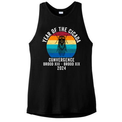 Year Of The Cicada Convergence Brood Xiii Brood Xix 2024 Ladies PosiCharge Tri-Blend Wicking Tank