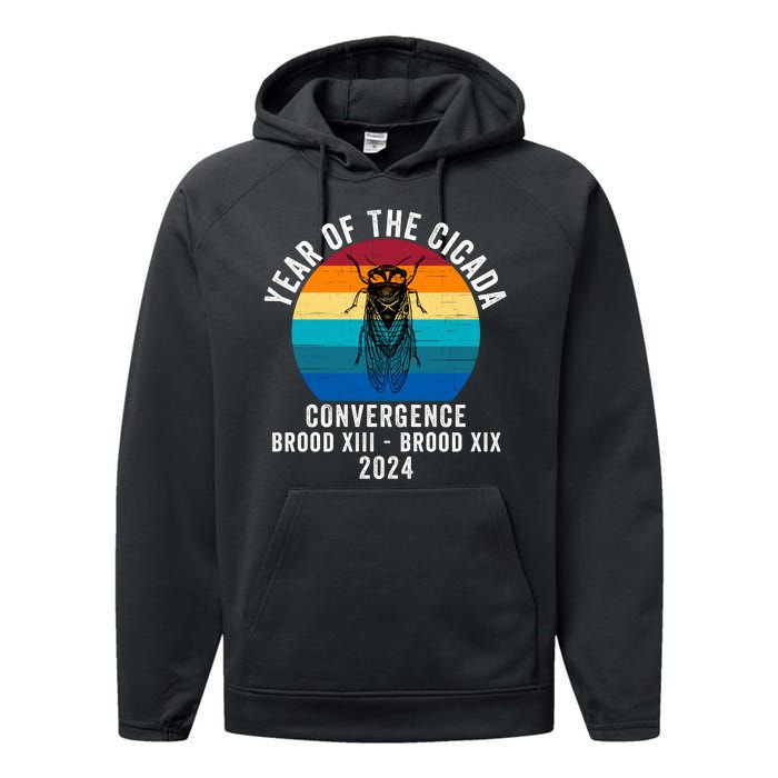 Year Of The Cicada Convergence Brood Xiii Brood Xix 2024 Performance Fleece Hoodie