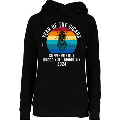 Year Of The Cicada Convergence Brood Xiii Brood Xix 2024 Womens Funnel Neck Pullover Hood