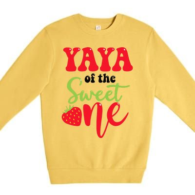 Yaya Of The Sweet One Strawberry Summer First Birthday Premium Crewneck Sweatshirt