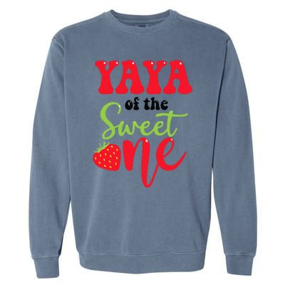 Yaya Of The Sweet One Strawberry Summer First Birthday Garment-Dyed Sweatshirt