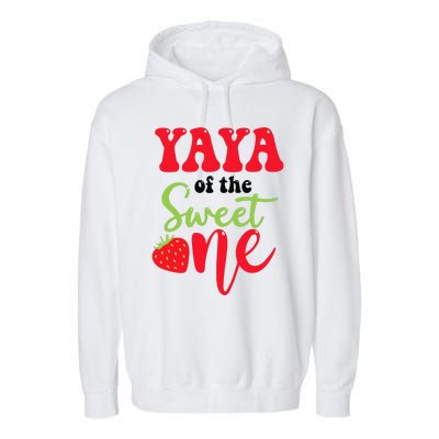 Yaya Of The Sweet One Strawberry Summer First Birthday Garment-Dyed Fleece Hoodie