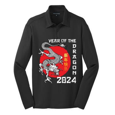 Year Of The Dragon 2024 Lunar New Year Chinese New Year 2024 Silk Touch Performance Long Sleeve Polo