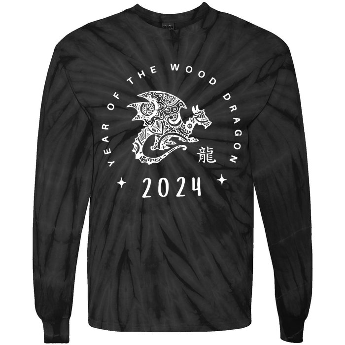 Year Of The Dragon 2024 Zodiac Chinese New Year 2024 Tie-Dye Long Sleeve Shirt