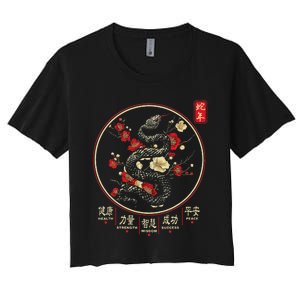 Year Of The Snake 2025 Chinese New Year Women's Crop Top Tee