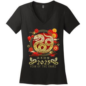 Year Of The Snake 2025 Lunar New Year Chinese New Year 2025 Women's V-Neck T-Shirt