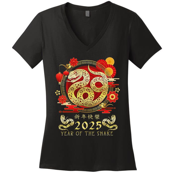 Year Of The Snake 2025 Lunar New Year Chinese New Year 2025 Women's V-Neck T-Shirt