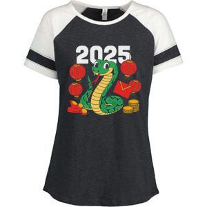 Year Of The Snake 2025 Lunar New Year Chinese New Year 2025 Enza Ladies Jersey Colorblock Tee