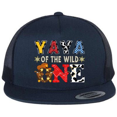 Yaya Of The Wild One 1st Birthday Western Cowboy Flat Bill Trucker Hat