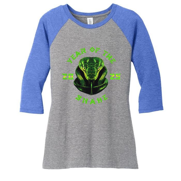 Year Of The Green Snake 2025 Chinese Zodiac Women's Tri-Blend 3/4-Sleeve Raglan Shirt