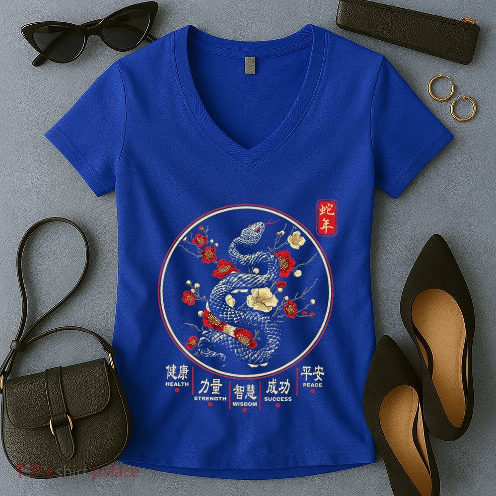 Year Of The Snake 2025 Chinese New Year Women's V-Neck T-Shirt