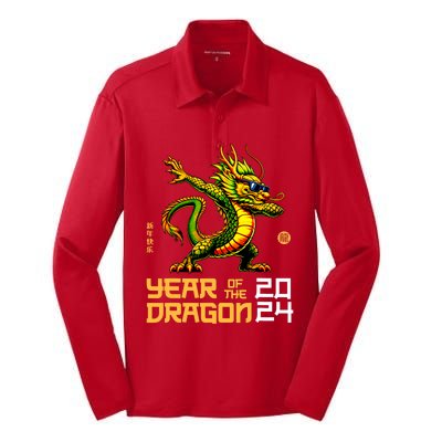 Year Of The Dragon 2024 Chinese New Year 2024 Silk Touch Performance Long Sleeve Polo