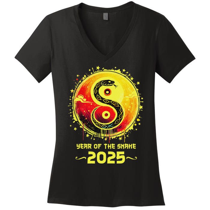 Year Of The Snake 2025 Lunar New Year Chinese New Year 2025 Women's V-Neck T-Shirt