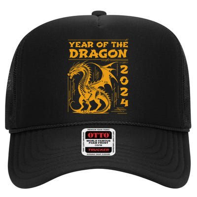 Year Of The Dragon 2024 Lunar New Year Chinese New Year 2024 High Crown Mesh Back Trucker Hat