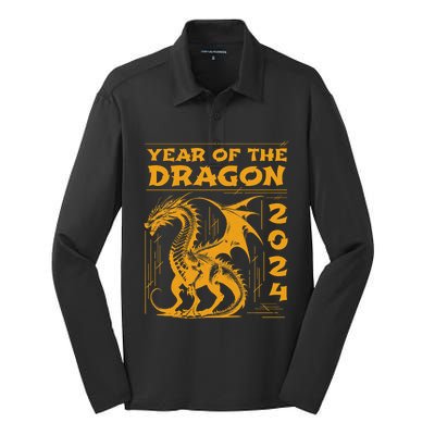 Year Of The Dragon 2024 Lunar New Year Chinese New Year 2024 Silk Touch Performance Long Sleeve Polo