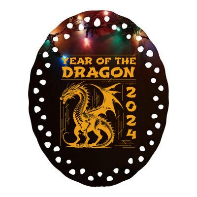 Year Of The Dragon 2024 Lunar New Year Chinese New Year 2024 Ceramic Oval Ornament