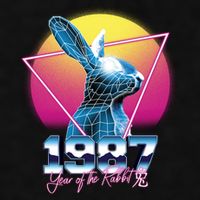 Year Of The Rabbit – Chinese Zodiac – Synthwave Style Ladies PosiCharge Tri-Blend Wicking Tank