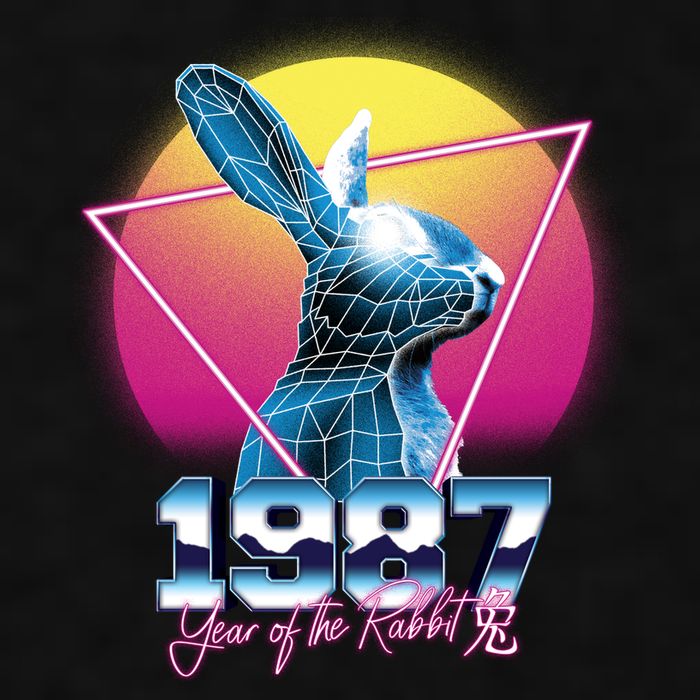 Year Of The Rabbit – Chinese Zodiac – Synthwave Style Ladies PosiCharge Tri-Blend Wicking Tank