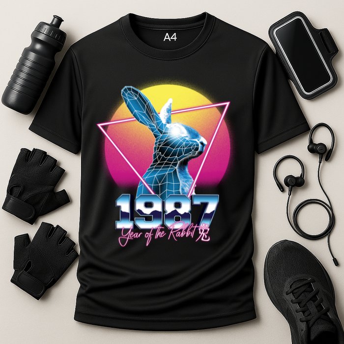 Year Of The Rabbit – Chinese Zodiac – Synthwave Style Performance Shirt